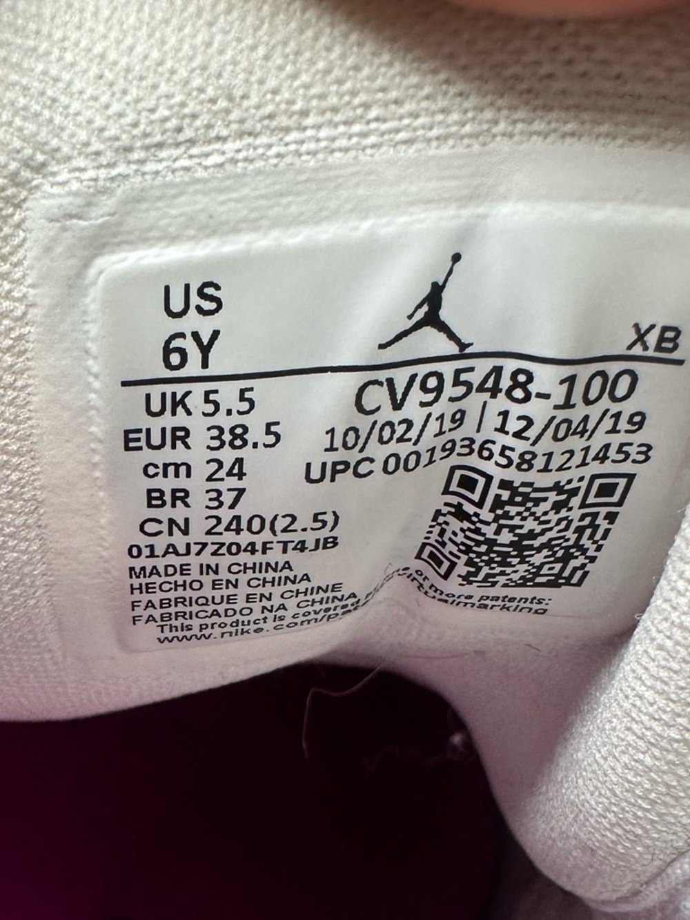 Air Jordan 1 Low Multi-Color Midsoles Size 6y White Pink Orange Blue CV9548-100 - Picture 9 of 10